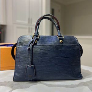 Louis Vuitton Vaneau Handbag Epi Leather Indigo Blue